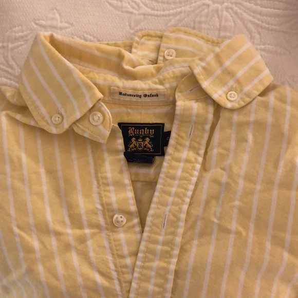 Rugby University Oxford in Lemon/White Stripes - Picture 3 of 3